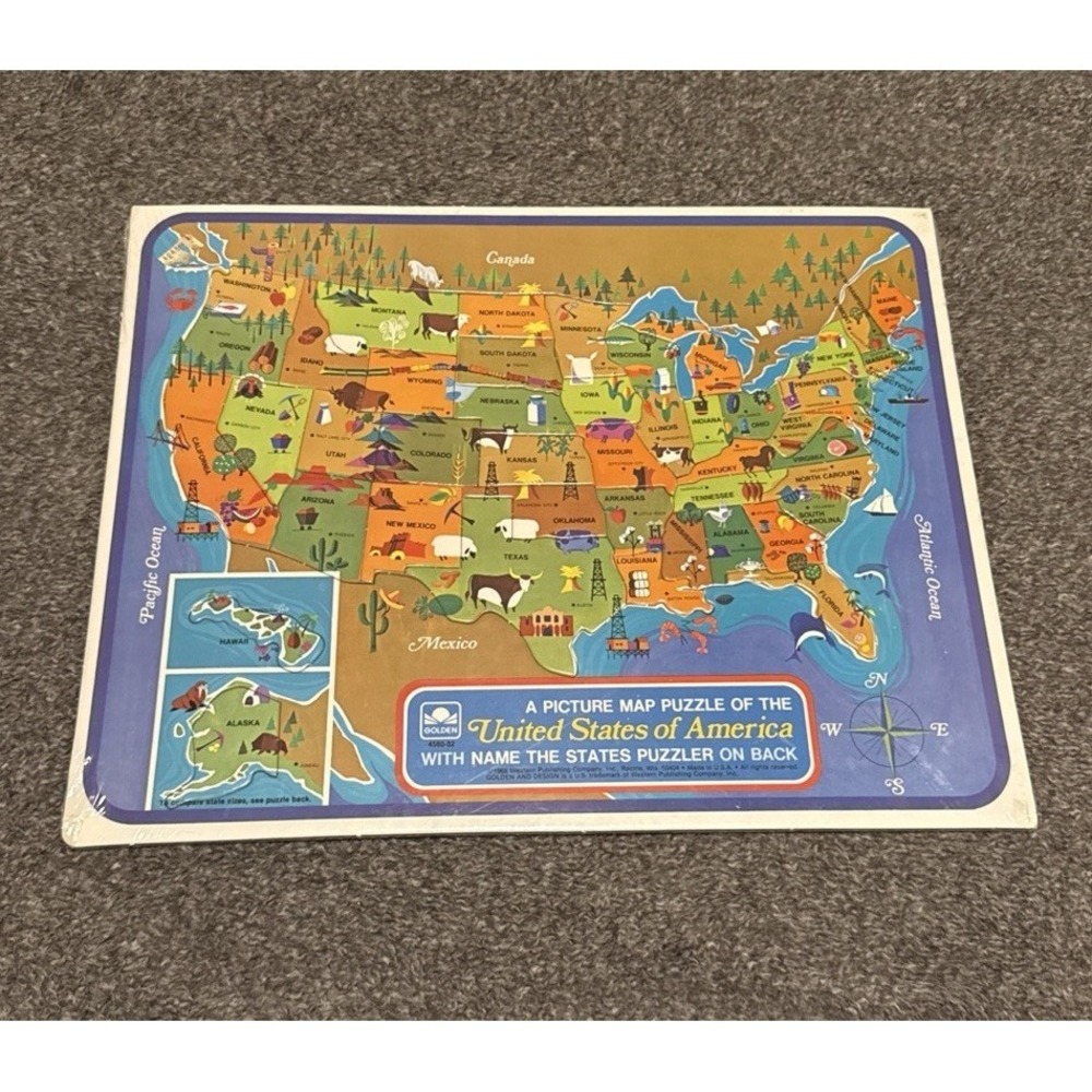 Sealed Vintage USA Map Puzzle Golden‎ Press 1968 States Educational